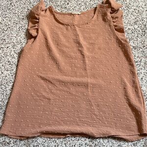 Ruffled Sleeve Swiss Dot Blouse in Dusty Rose